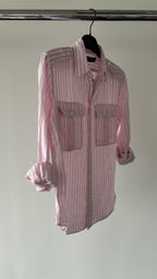 POLO RALPH LAUREN Pink Striped Linen Summer Button-Up Shirt