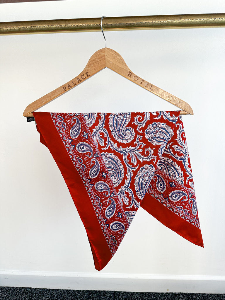 E Marinella Red Paisley Silk Scarf - House Of Huntington