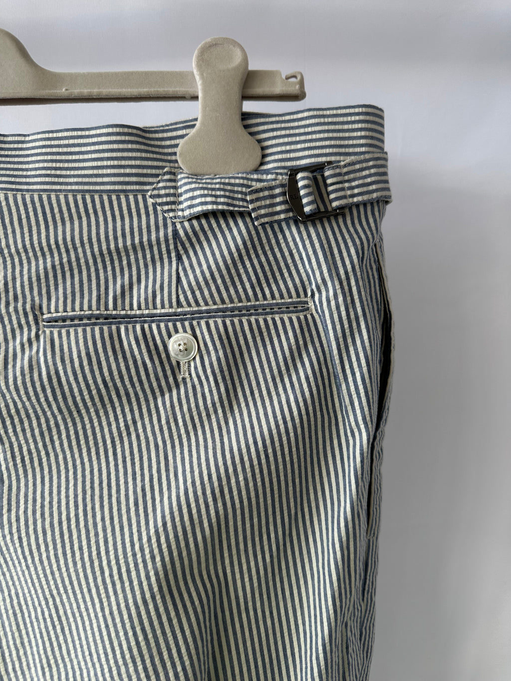 Ralph Lauren Polo Seersucker Trousers In Blue White Striped