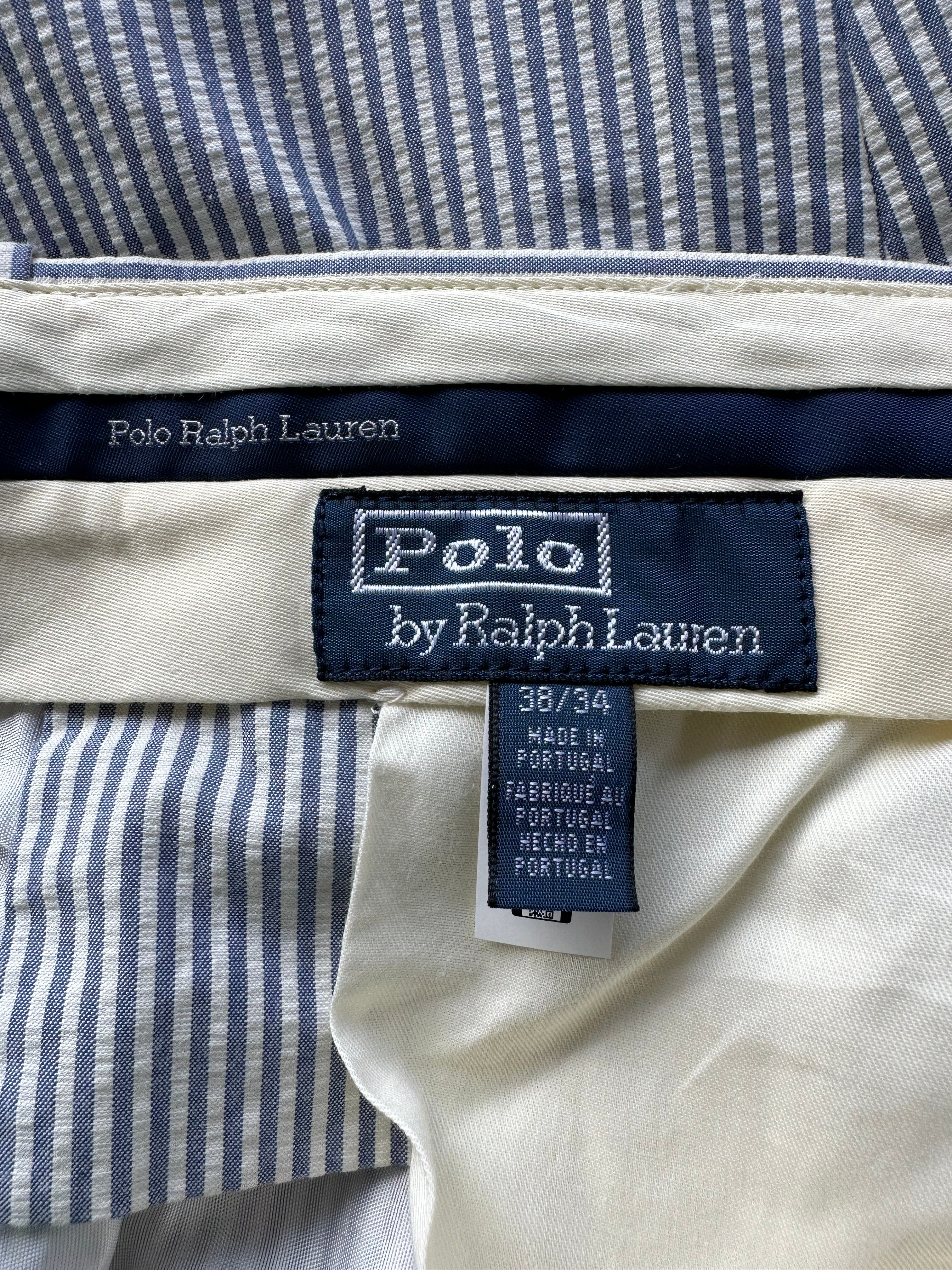 Ralph Lauren Polo Seersucker Trousers In Blue White Striped