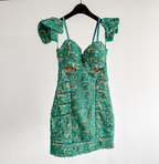 Selbstporträt-Schmetterlings-Guipure-Spitze-grünes Kleid