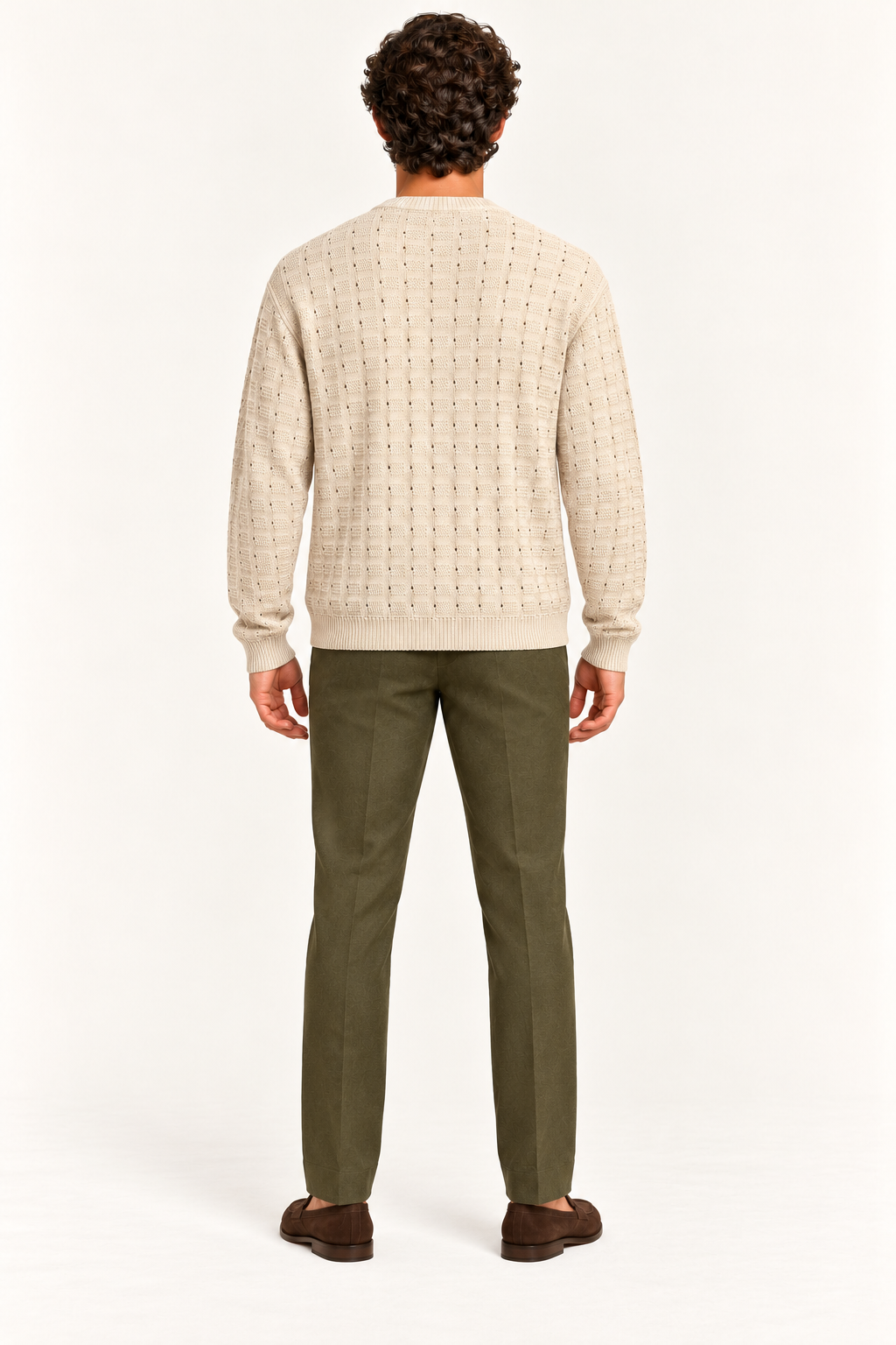 Folk Pine Crew Textured Knit Jumper Beige4