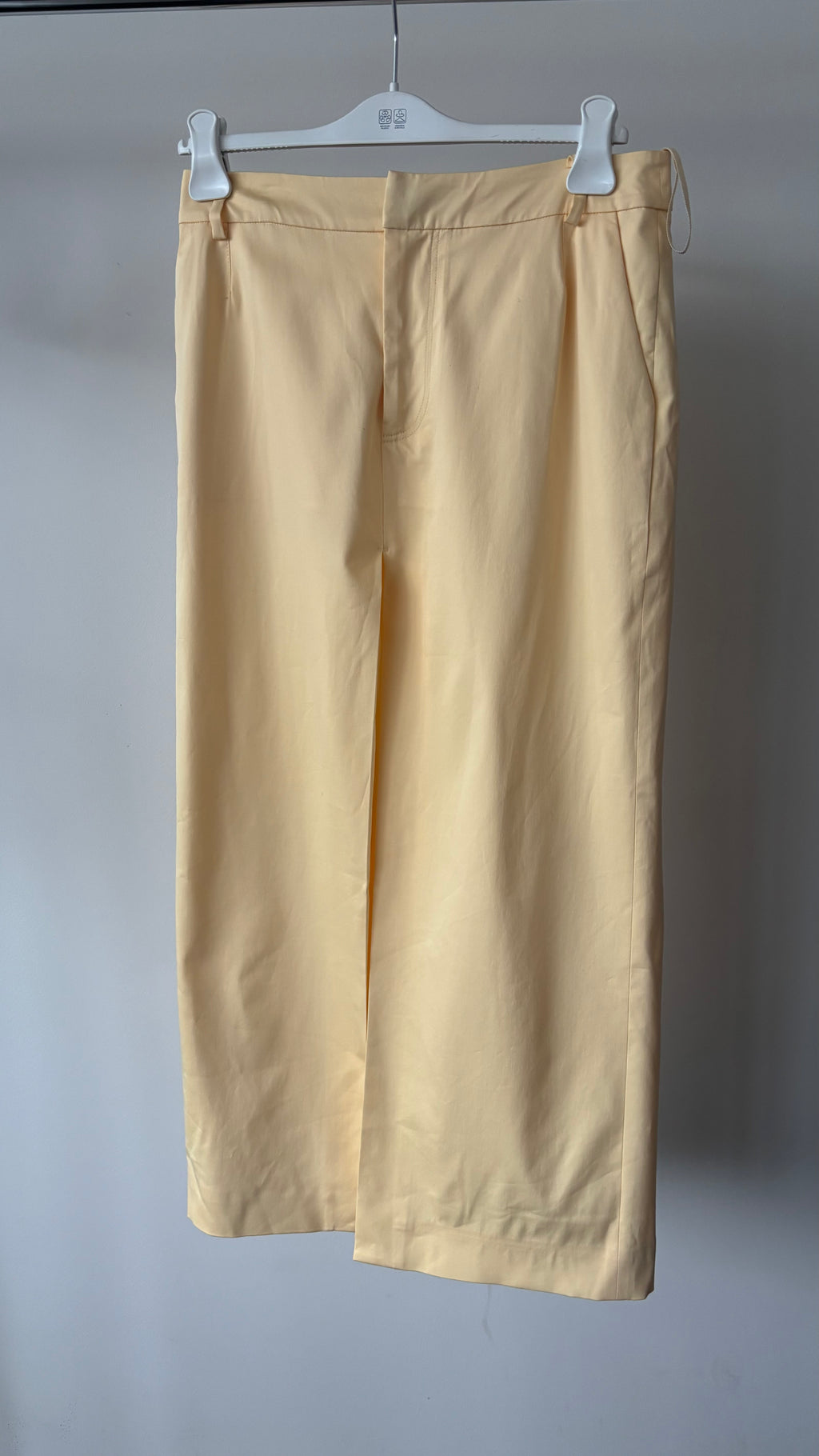 SIGNORE.  The Label Giacomo Front Split Woven Butter Yellow Midi Skirt