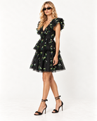 GANNI Tiered Tulle Embellished Mini Dress