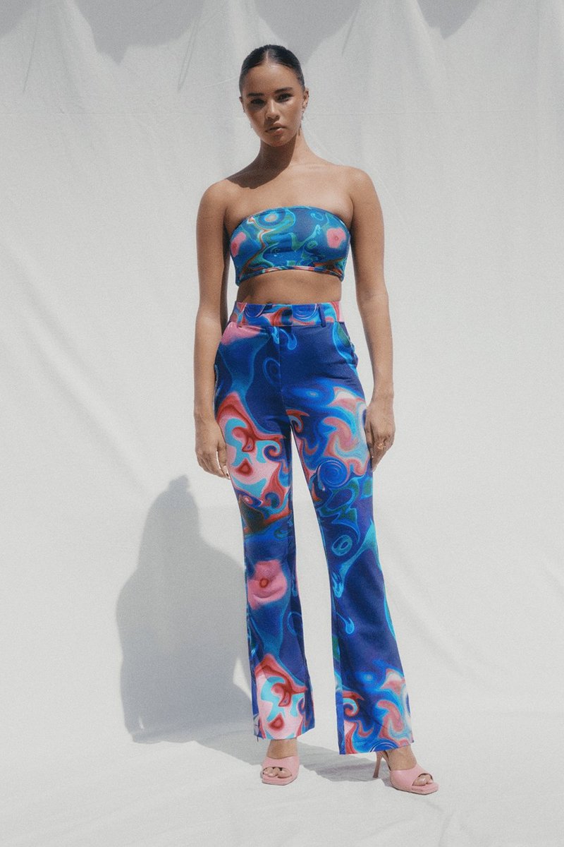 House Of Sunny Losing My Favourite Game Psychedelic Blue Trousers