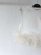 Valentino Garavani White Feather Trim Crop Top