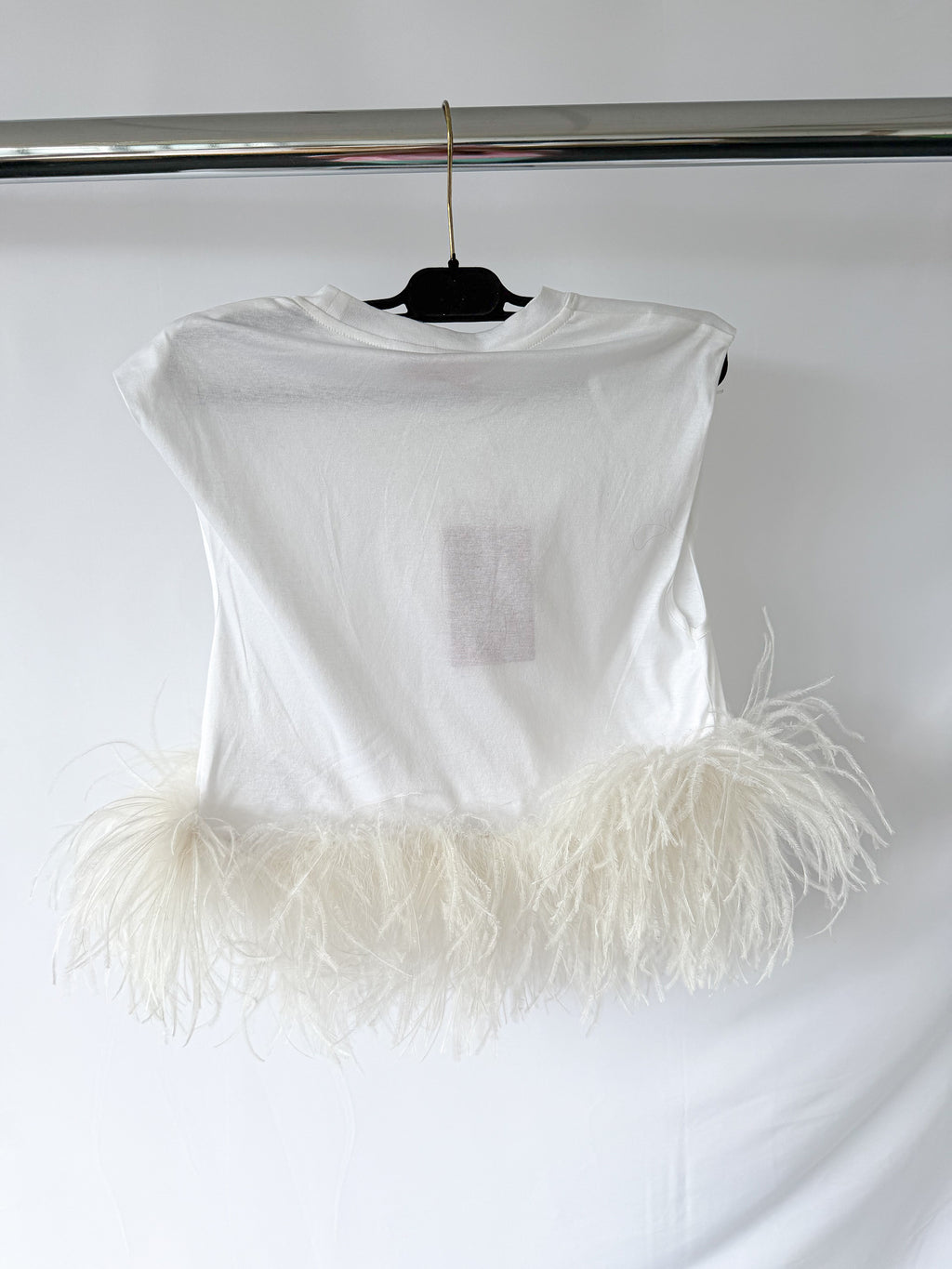 Valentino Garavani White Feather Trim Crop Top