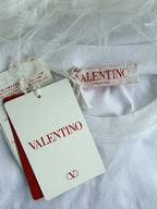 Valentino Garavani White Feather Trim Crop Top