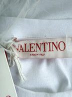 Valentino Garavani White Feather Trim Crop Top