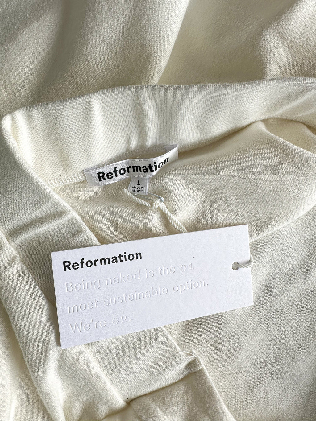 Reformation Arwen White Knit Halterneck Ruched Side Top