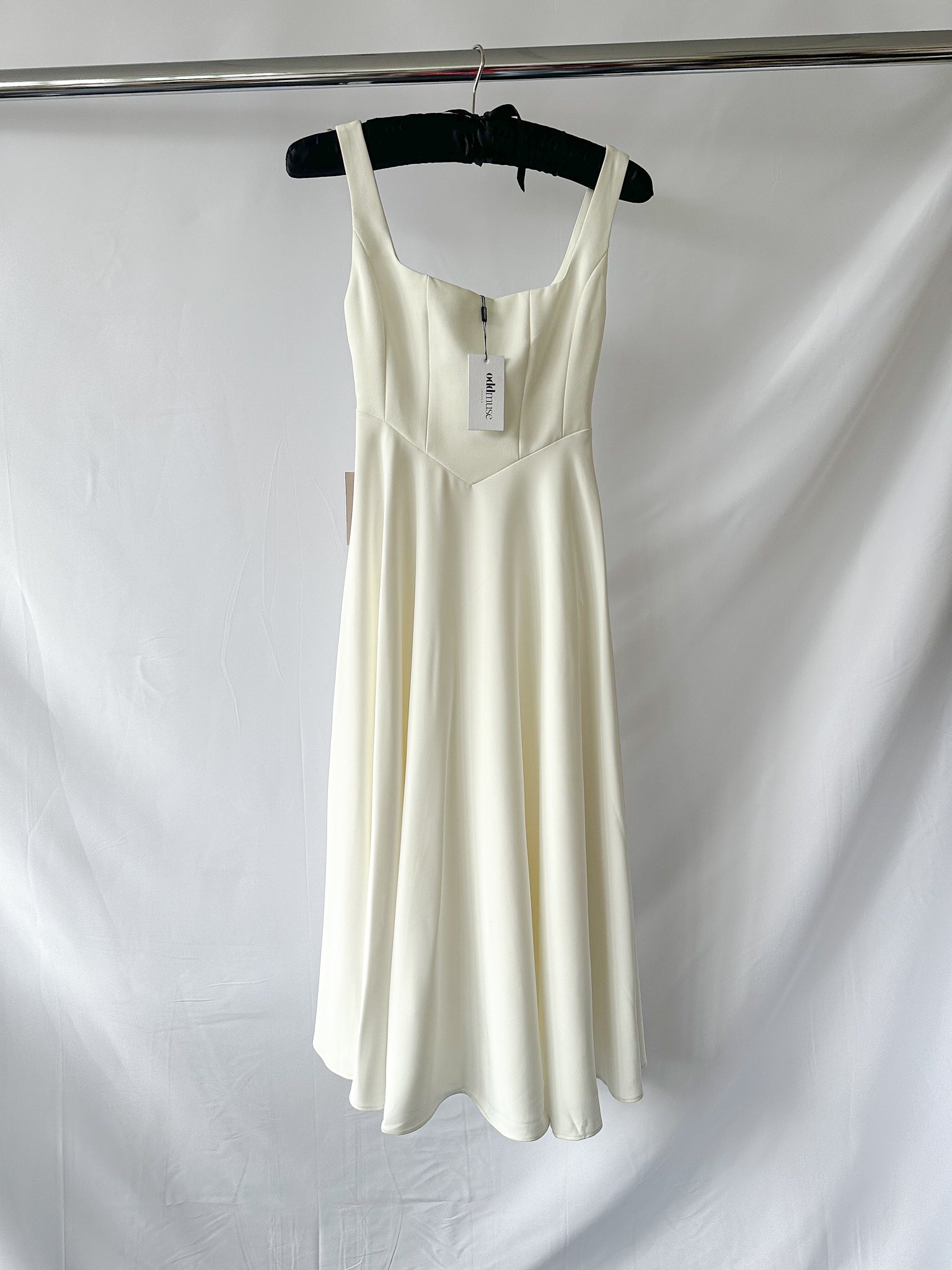 Odd Muse White Square Neck The Ultimate Muse High Waist Midi Dress