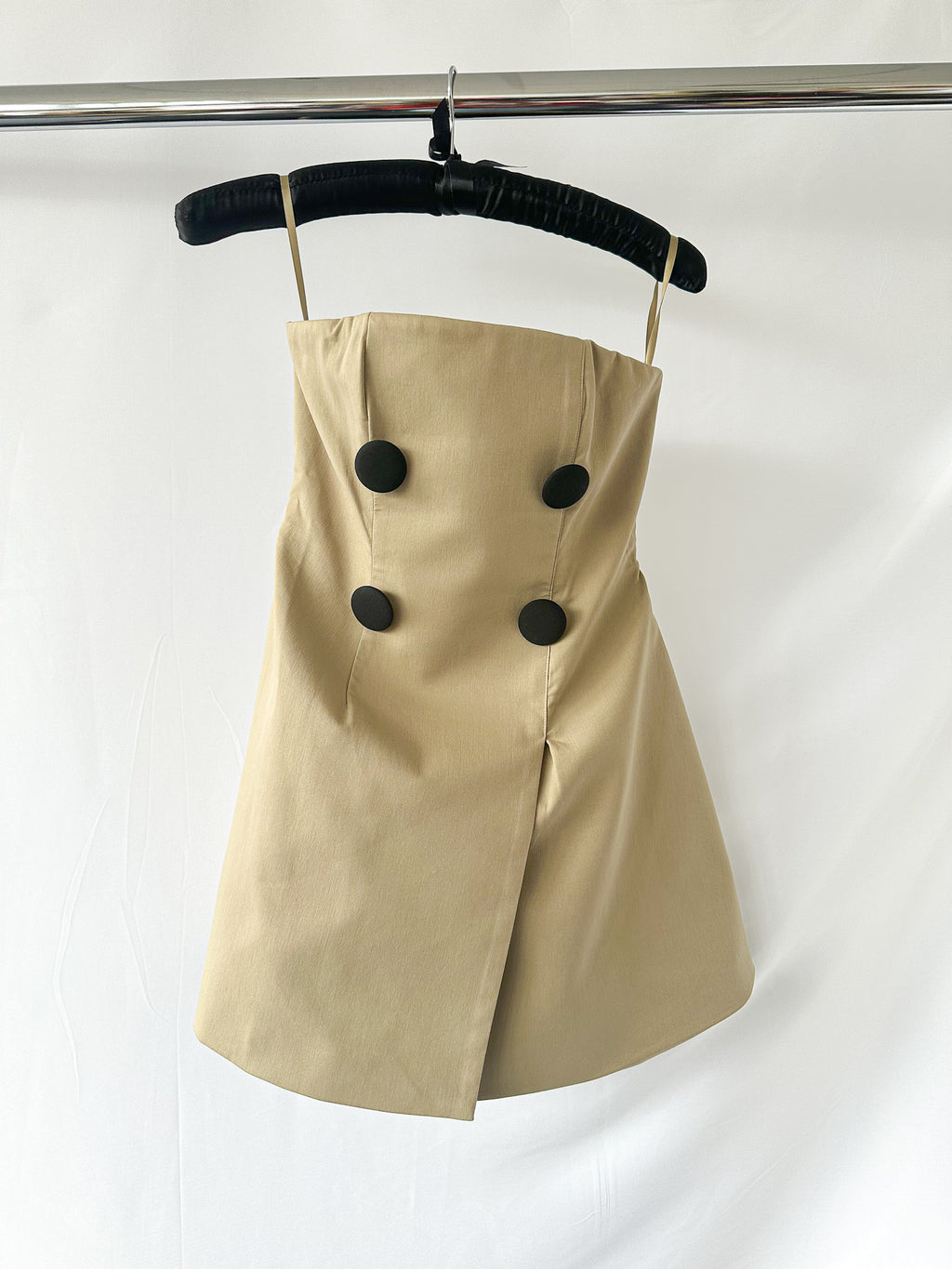 Odd Muse Beige Button Front The Ultimate Muse Trench Mini Dress
