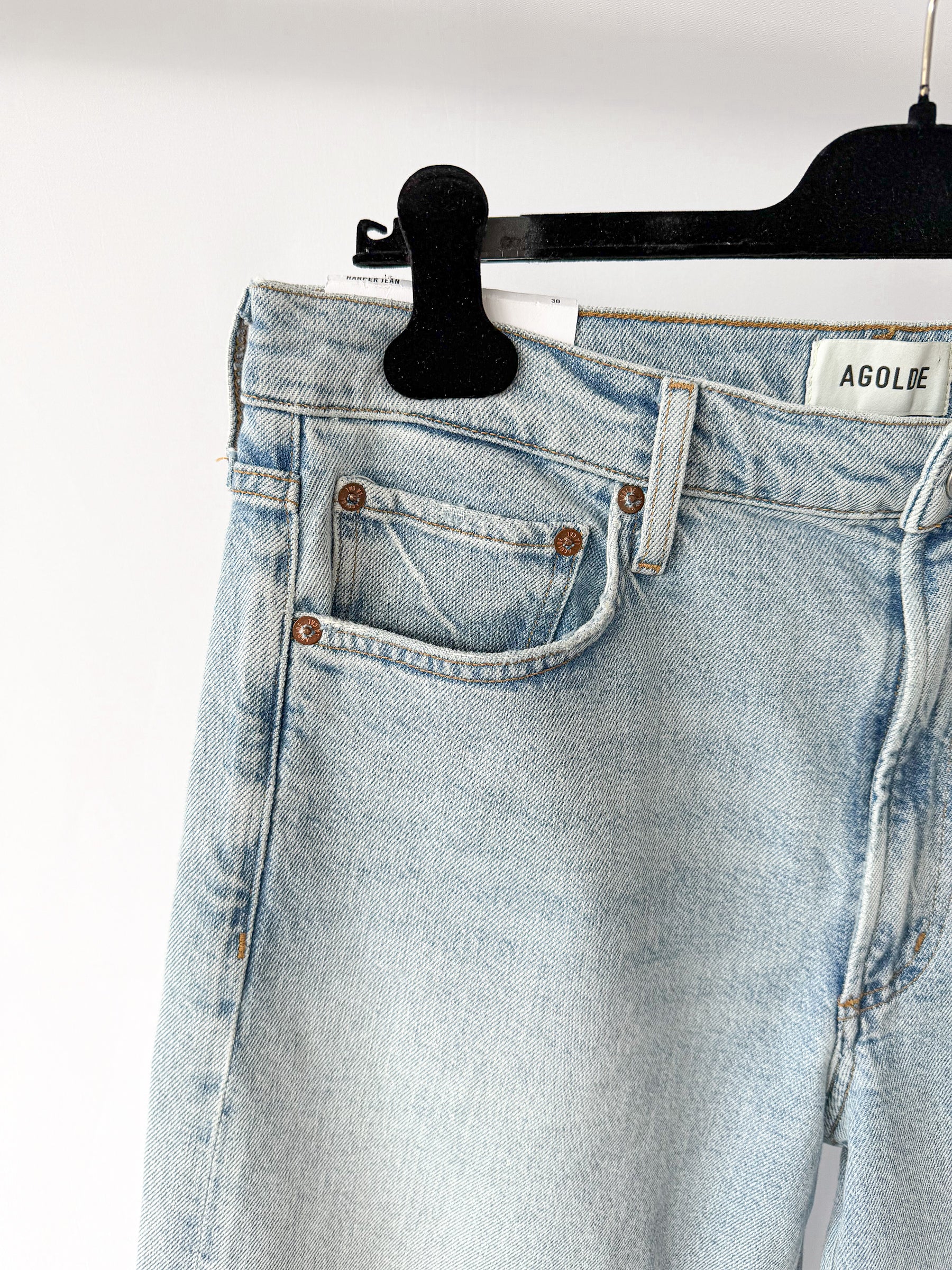 Agolde Harper Light Blue Denim Straight Leg Jeans