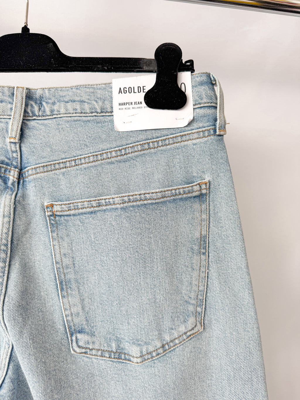 Agolde Harper Light Blue Denim Straight Leg Jeans