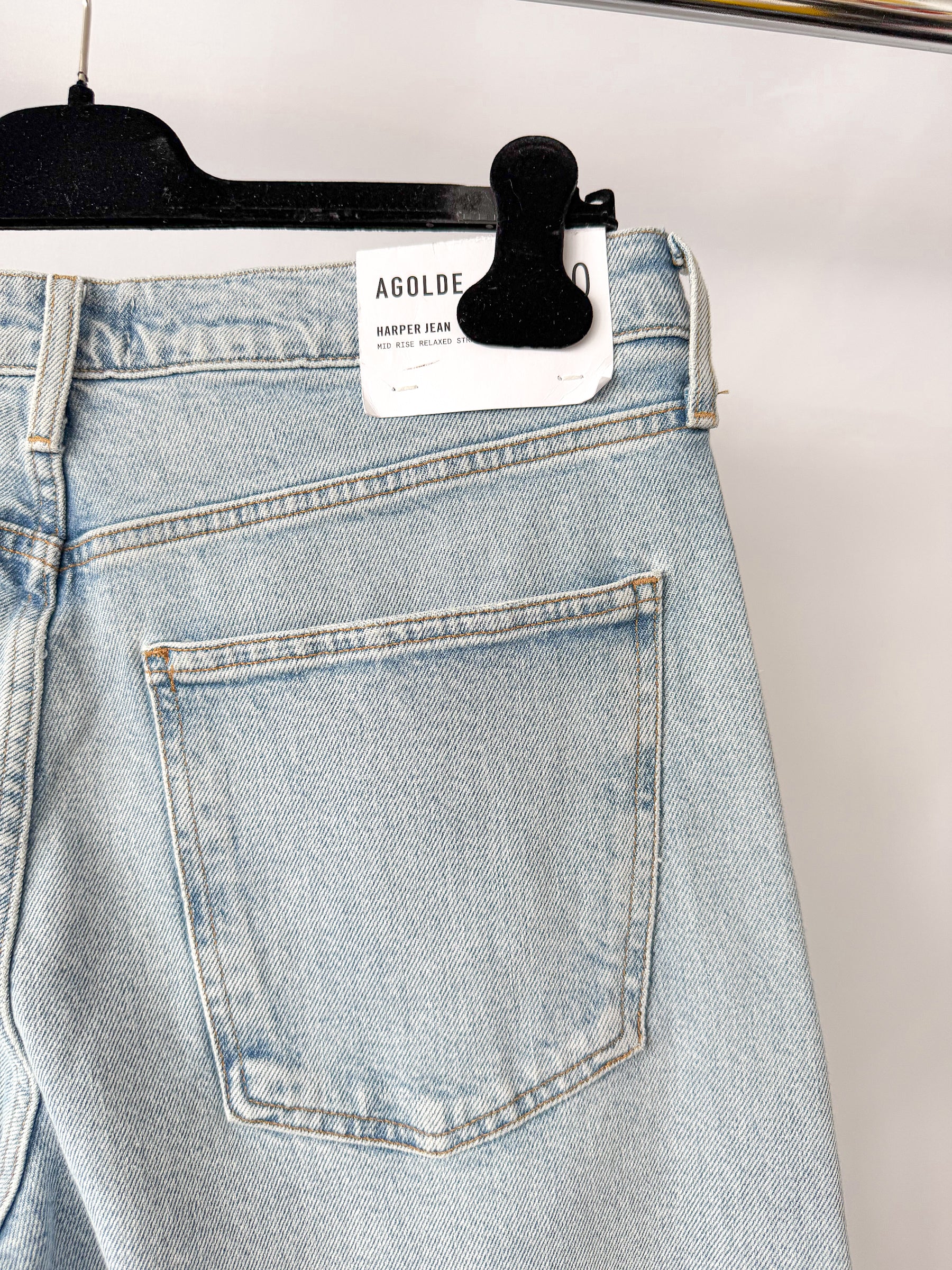 Agolde Harper Light Blue Denim Straight Leg Jeans