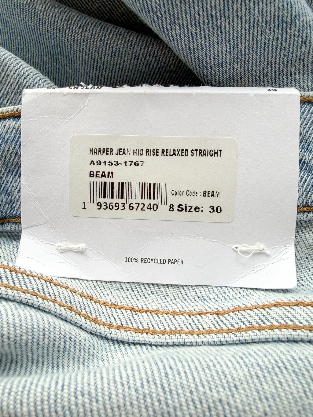 Agolde Harper Light Blue Denim Straight Leg Jeans