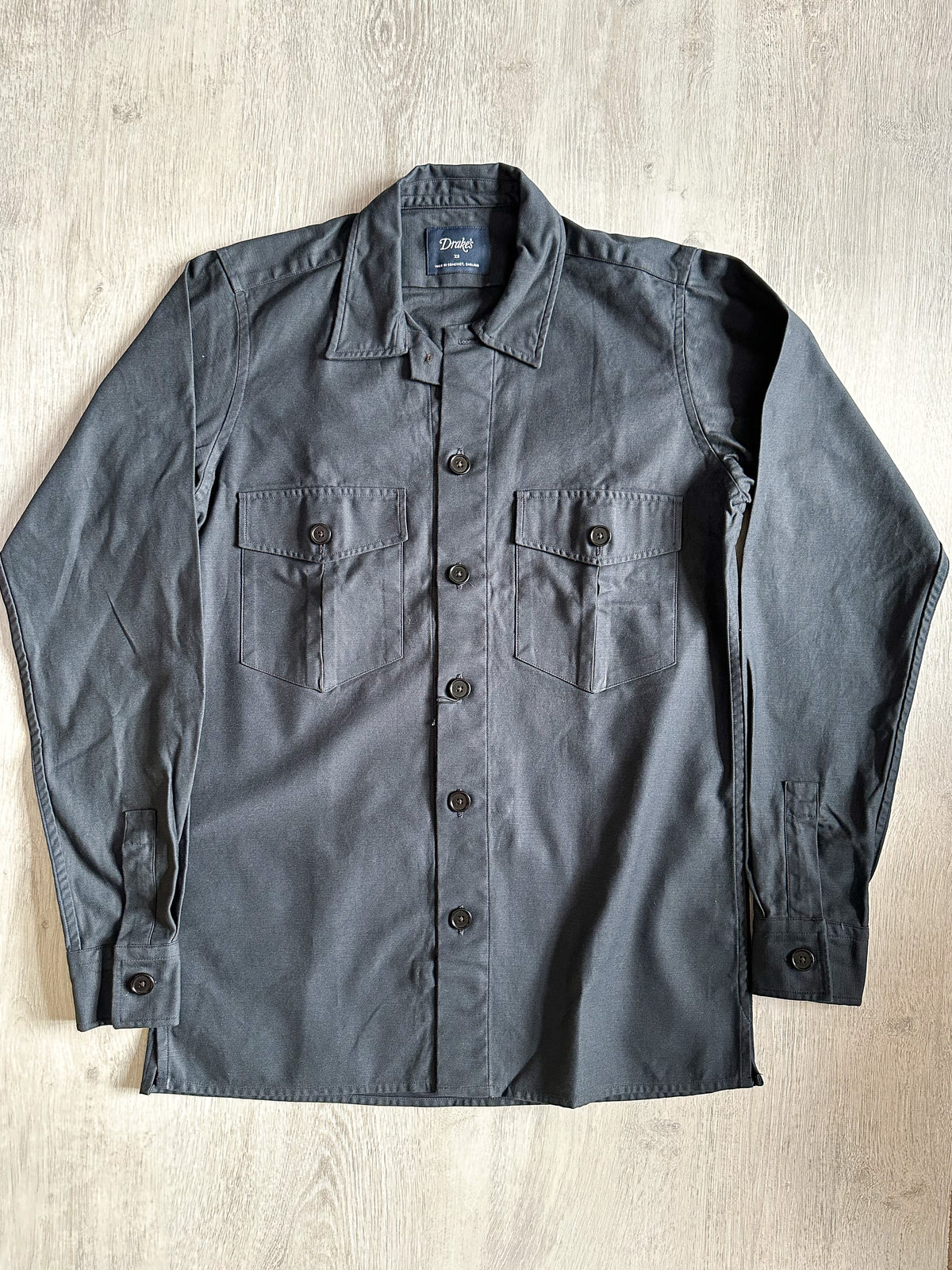 Navy Blue Two Pocket Heavy Structured Over Shirt Jacket