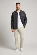 Drake's Navy Blue Two Pocket Heavy Structured Over Shirt Jacket