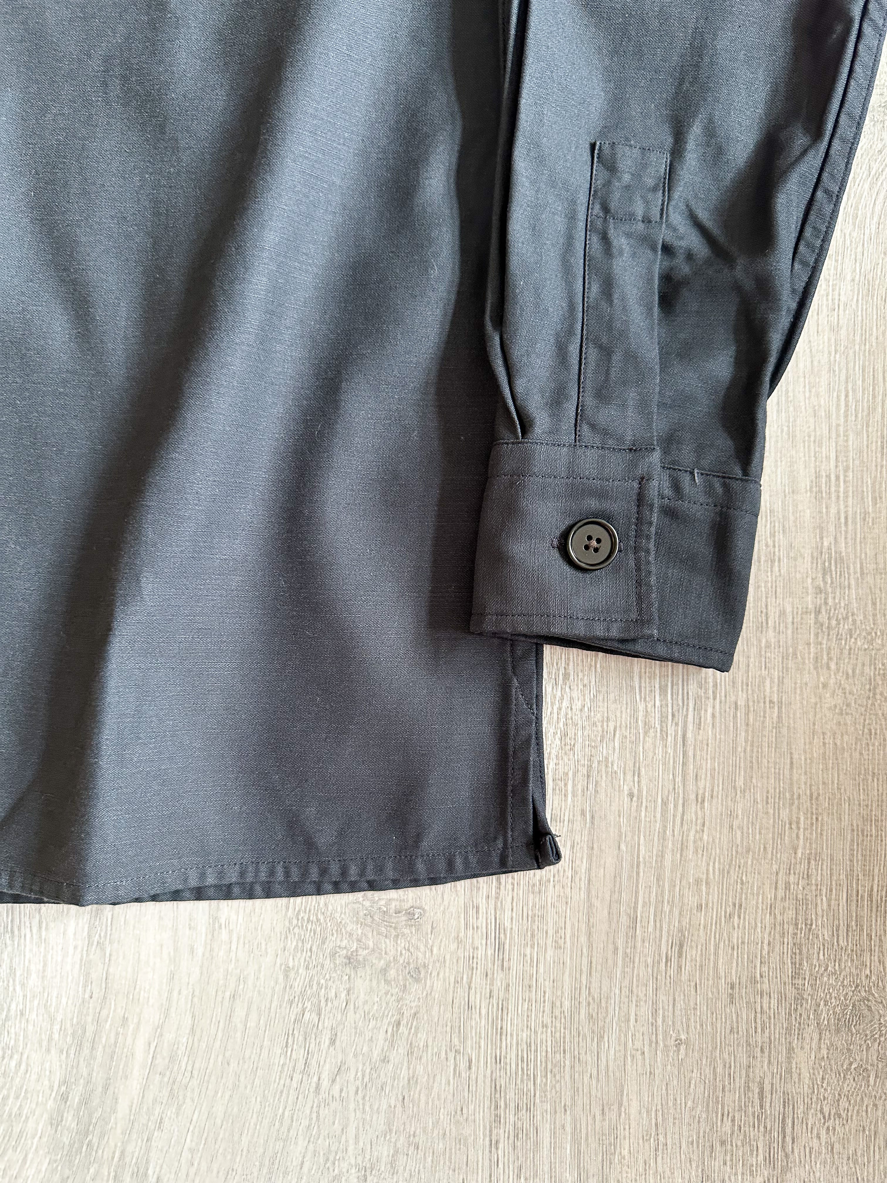 Drake's Navy Blue Two Pocket Heavy Structured Over Shirt Jacket - House Of Huntington