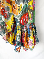 Marni Asymmetric Ruffled Floral Print Midi Dress