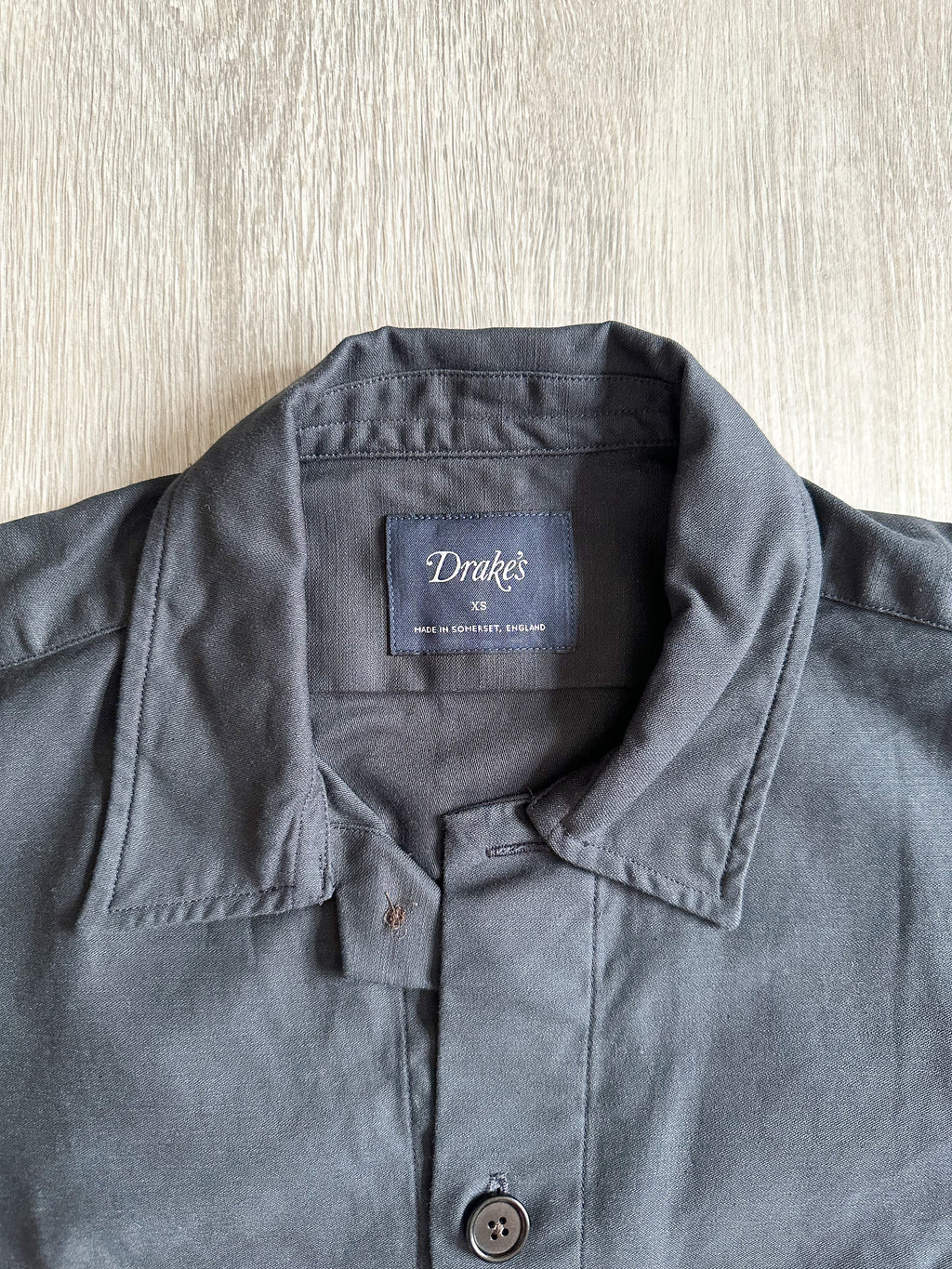 Drake's Navy Blue Two Pocket Heavy Structured Over Shirt Jacket - House Of Huntington