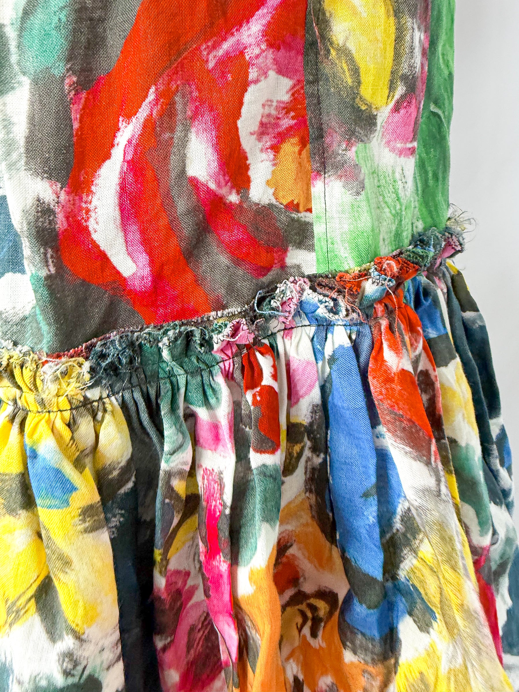 Marni Asymmetric Ruffled Floral Print Midi Dress