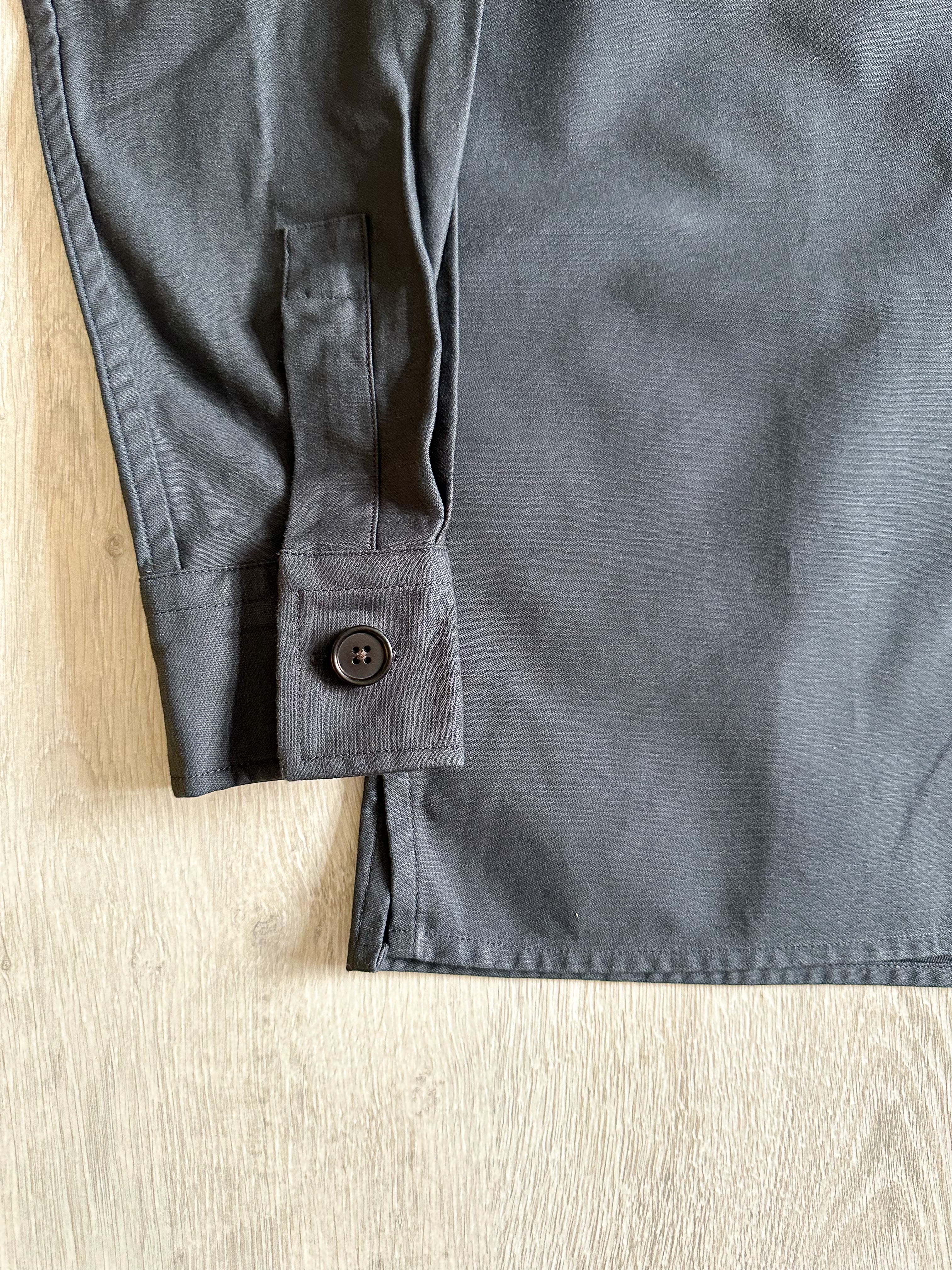 Drake's Navy Blue Two Pocket Heavy Structured Over Shirt Jacket - House Of Huntington