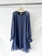 Sportmax by Max Mara Blue Chiffon Sheer Long Sleeve Dress