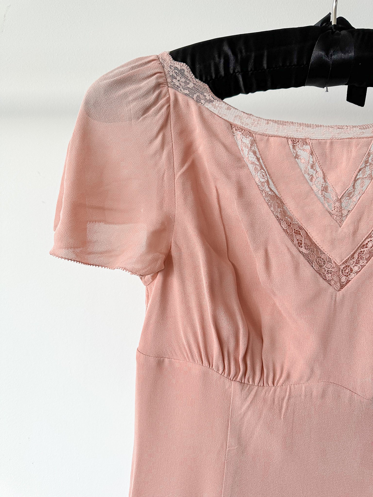 Reformation Dusty Pink Malena Lace Chiffon Dress
