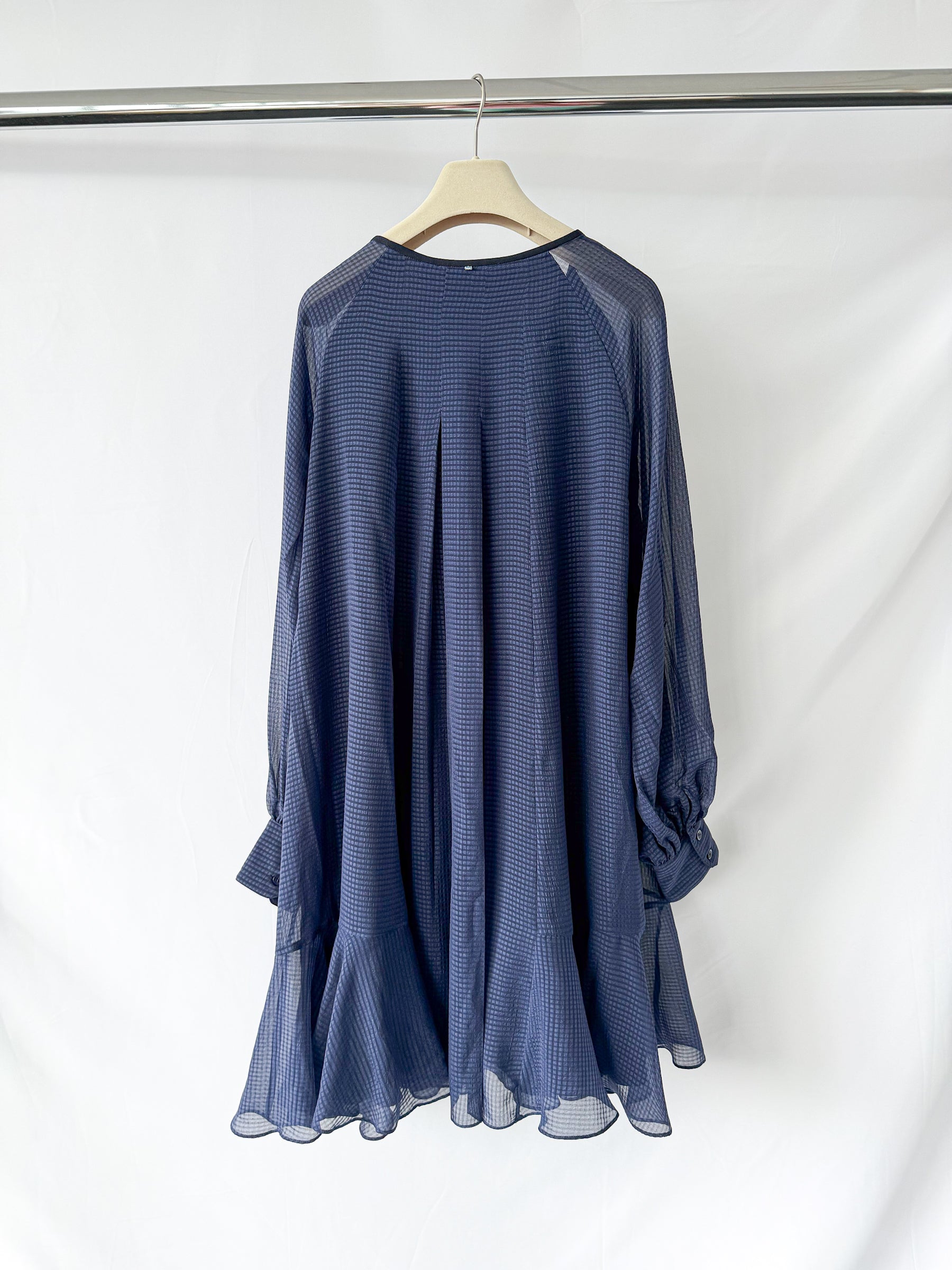 Sportmax by Max Mara Blue Chiffon Sheer Long Sleeve Dress