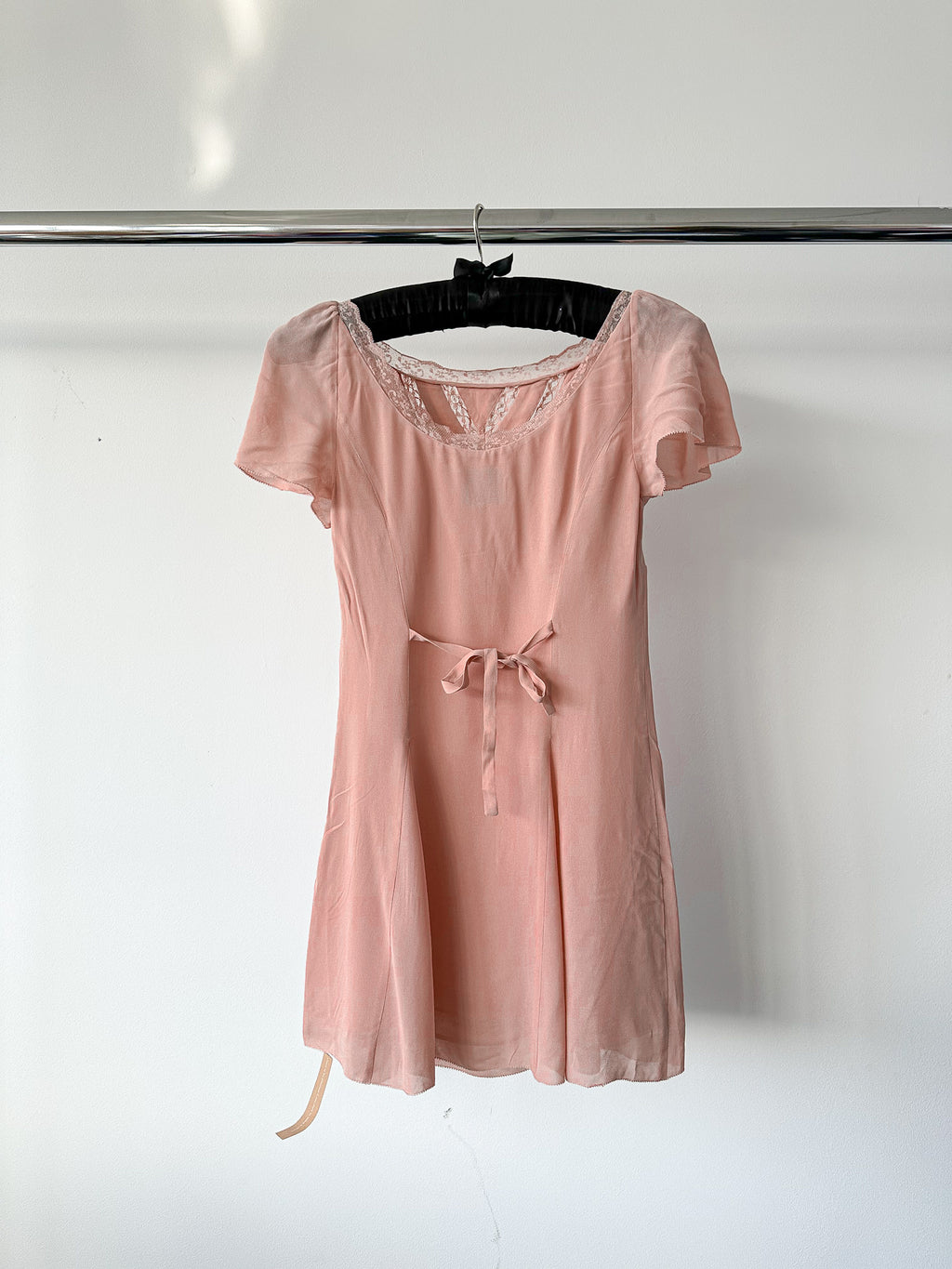 Reformation Dusty Pink Malena Lace Chiffon Dress