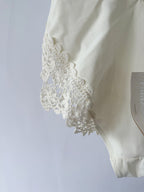 Pain De Sucre Cream Crochet Hip Sides V-neck Swimsuit
