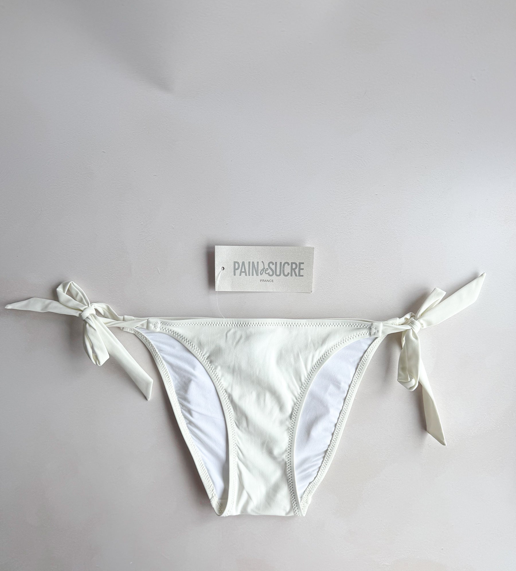 Pain De Sucre Cream Side Tie Bikini Bottom in Onyx