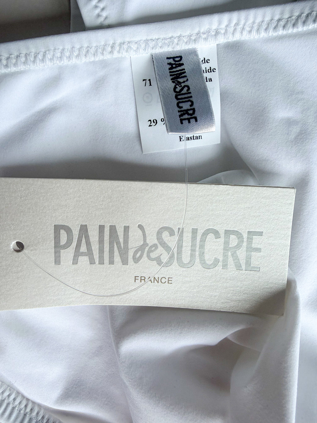 Pain De Sucre White Lace Eyelet Trinkini Swimsuit in Tiare