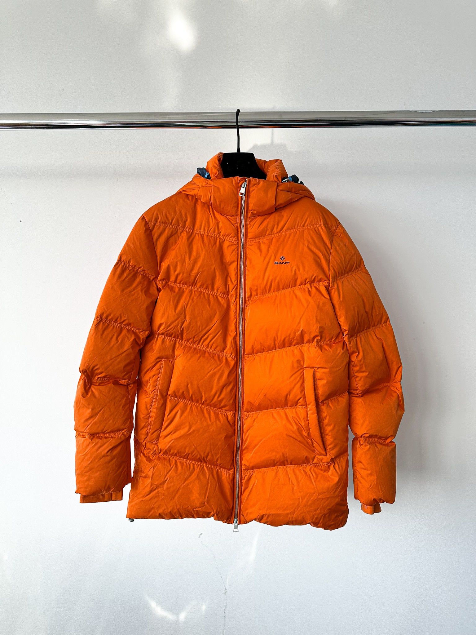 Gant Alta Long Down Jacket In Orange