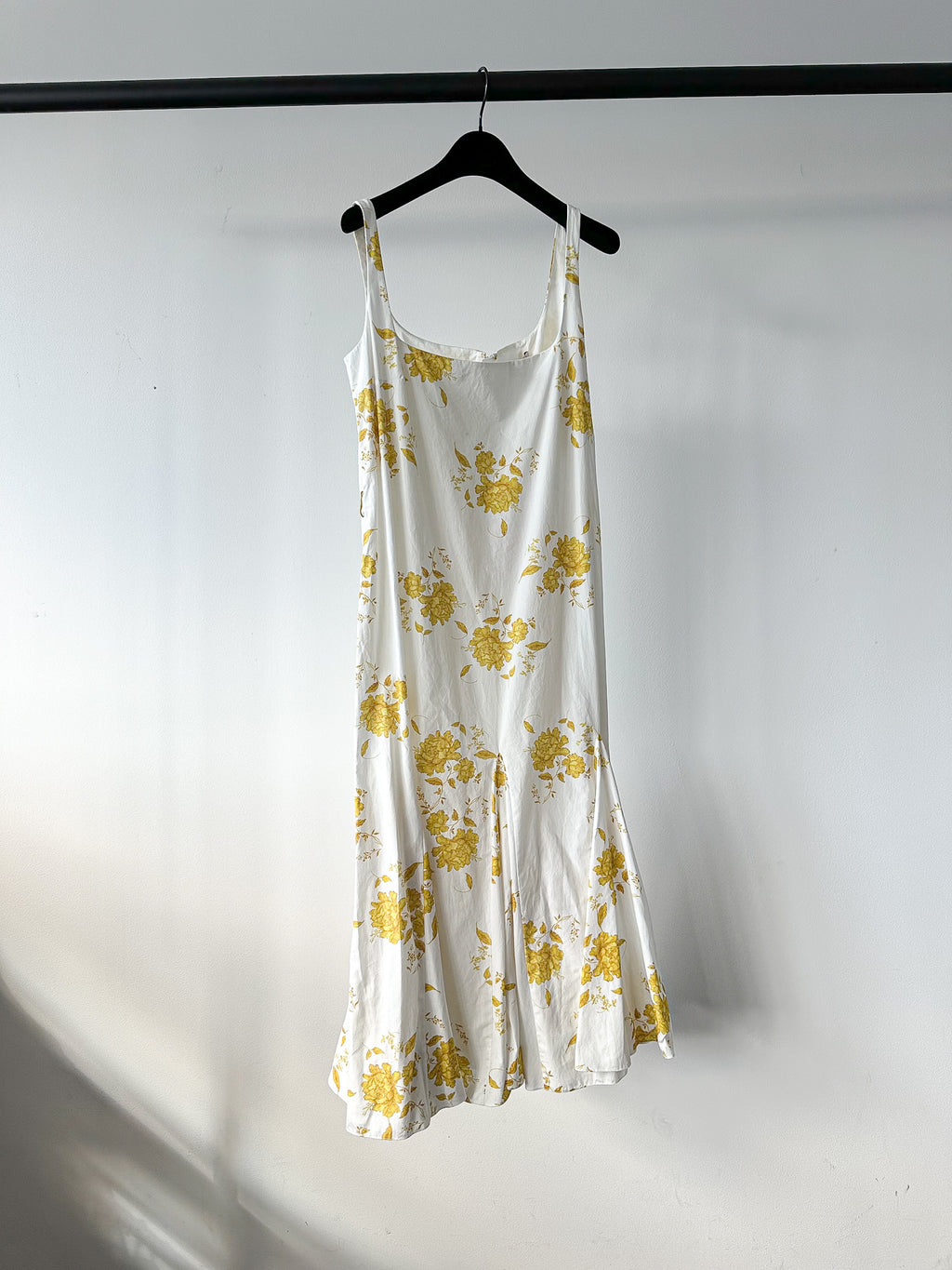 Emilia Wickstead Marita Floral-print Cotton-poplin Yellow White Square Neck Dress - House Of Huntington