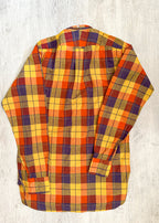 Drake's Check Red Yellow Cotton Linen Long Sleeve Collared Shirt - House Of Huntington