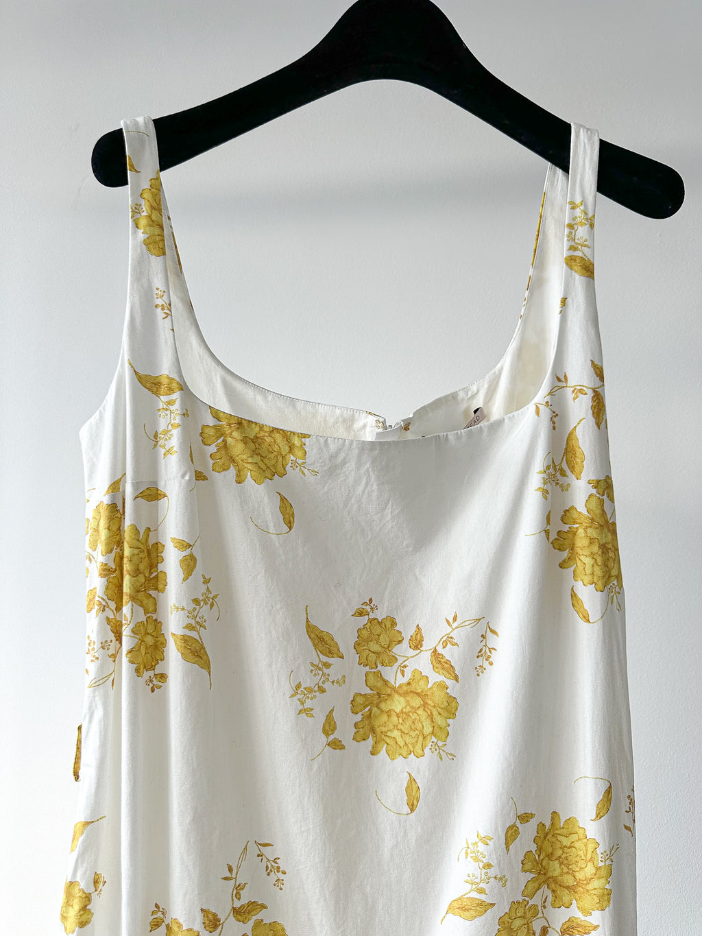 Emilia Wickstead Marita Floral-print Cotton-poplin Yellow White Square Neck Dress - House Of Huntington
