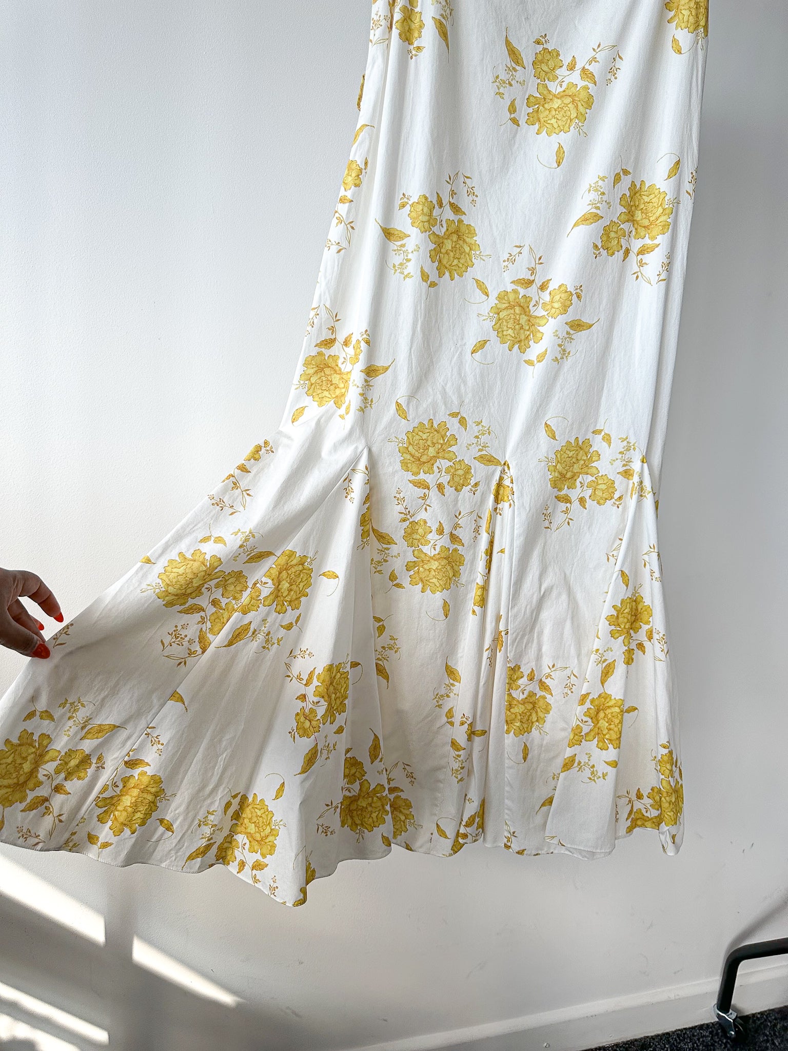 Emilia Wickstead Marita Floral-print Cotton-poplin Yellow White Square Neck Dress - House Of Huntington