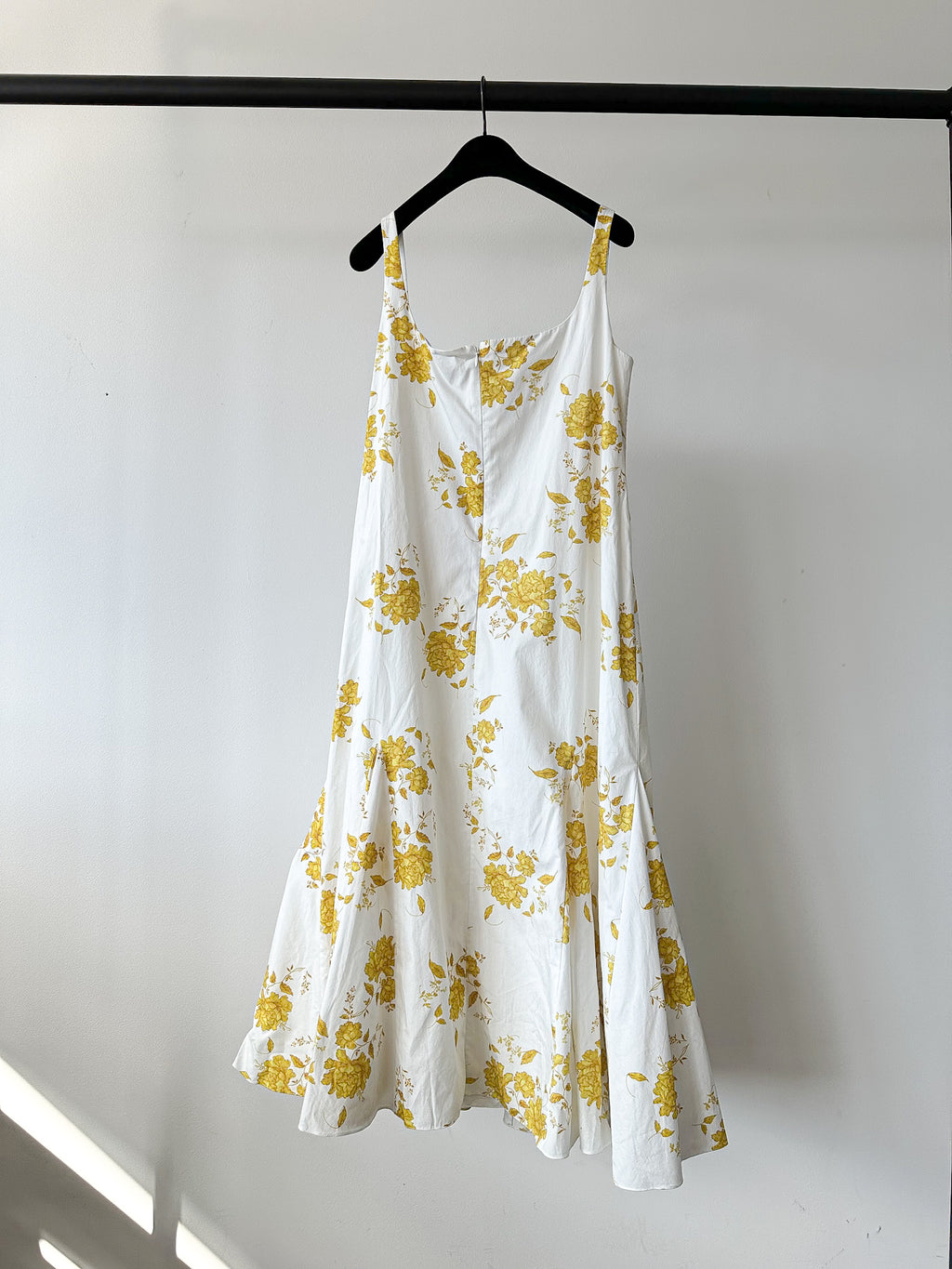 Emilia Wickstead Marita Floral-print Cotton-poplin Yellow White Square Neck Dress - House Of Huntington