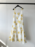 Emilia Wickstead Marita Floral-print Cotton-poplin Yellow White Square Neck Dress - House Of Huntington