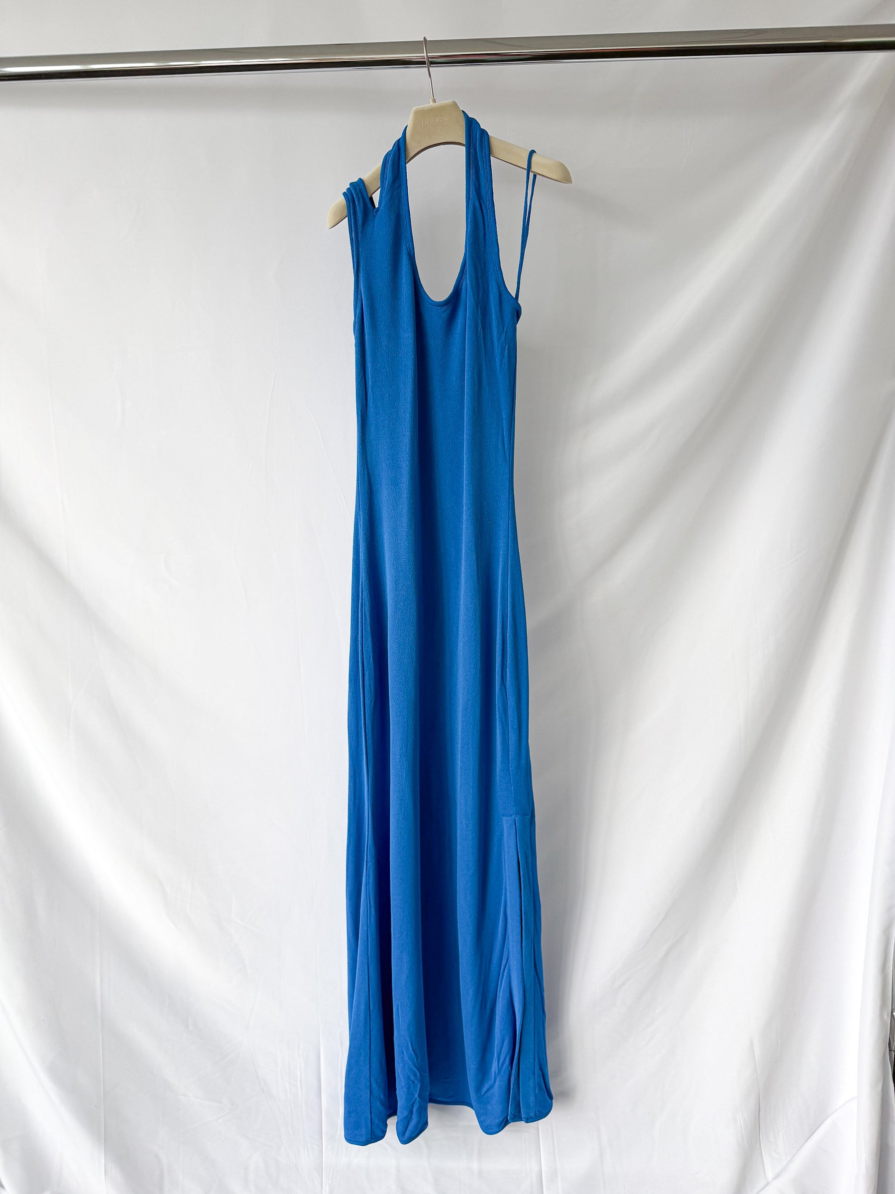 Proenza Schouler Blue Halterneck Jersey Maxi Dress