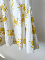 Emilia Wickstead Marita Floral-print Cotton-poplin Yellow White Square Neck Dress - House Of Huntington