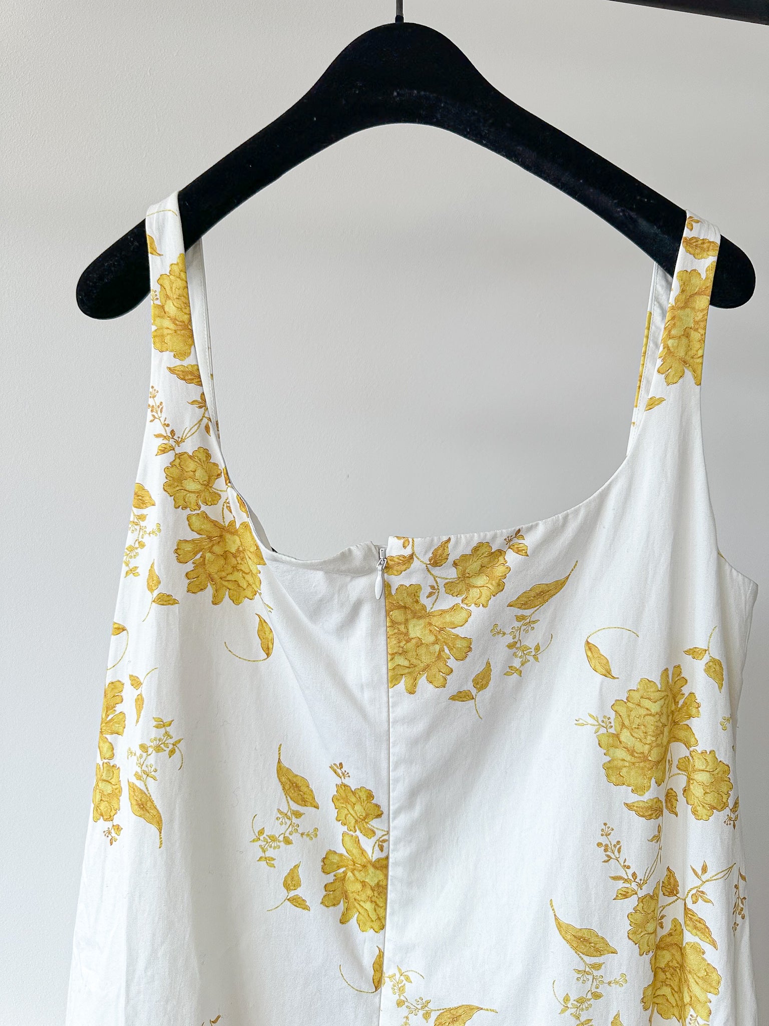 Emilia Wickstead Marita Floral-print Cotton-poplin Yellow White Square Neck Dress - House Of Huntington