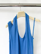 Proenza Schouler Blue Halterneck Jersey Maxi Dress