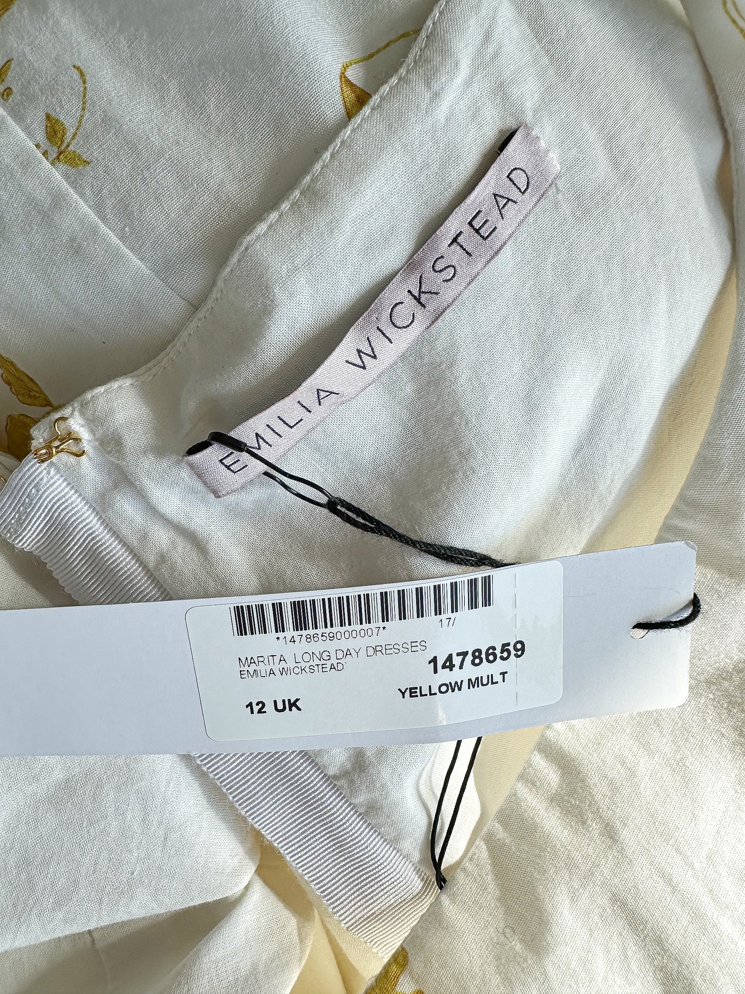 Emilia Wickstead Marita Floral-print Cotton-poplin Yellow White Square Neck Dress - House Of Huntington