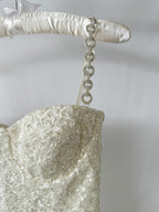 Nadine Merabi Nina White Sequinned Diamante Strap Bodycon Corset Dress