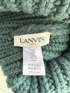 Lanvin Green Logo Tab Ribbed Knit Wool Beanie Hat