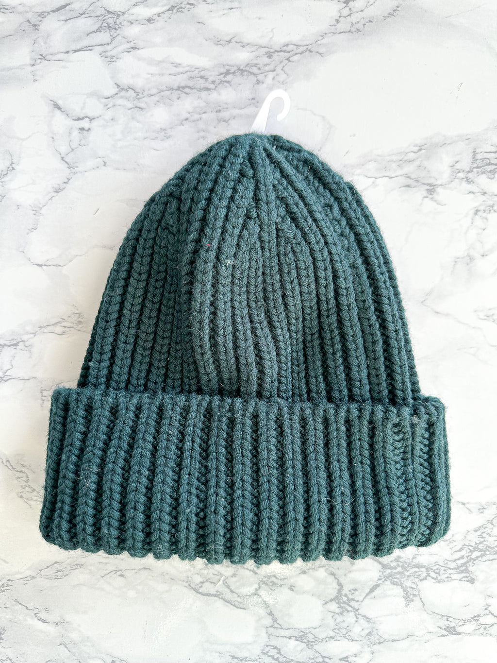 Lanvin Green Logo Tab Ribbed Knit Wool Beanie Hat