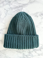 Lanvin Green Logo Tab Ribbed Knit Wool Beanie Hat